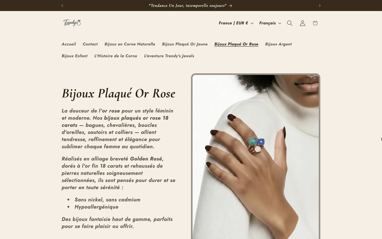Page de la collection Plaqué or rose
