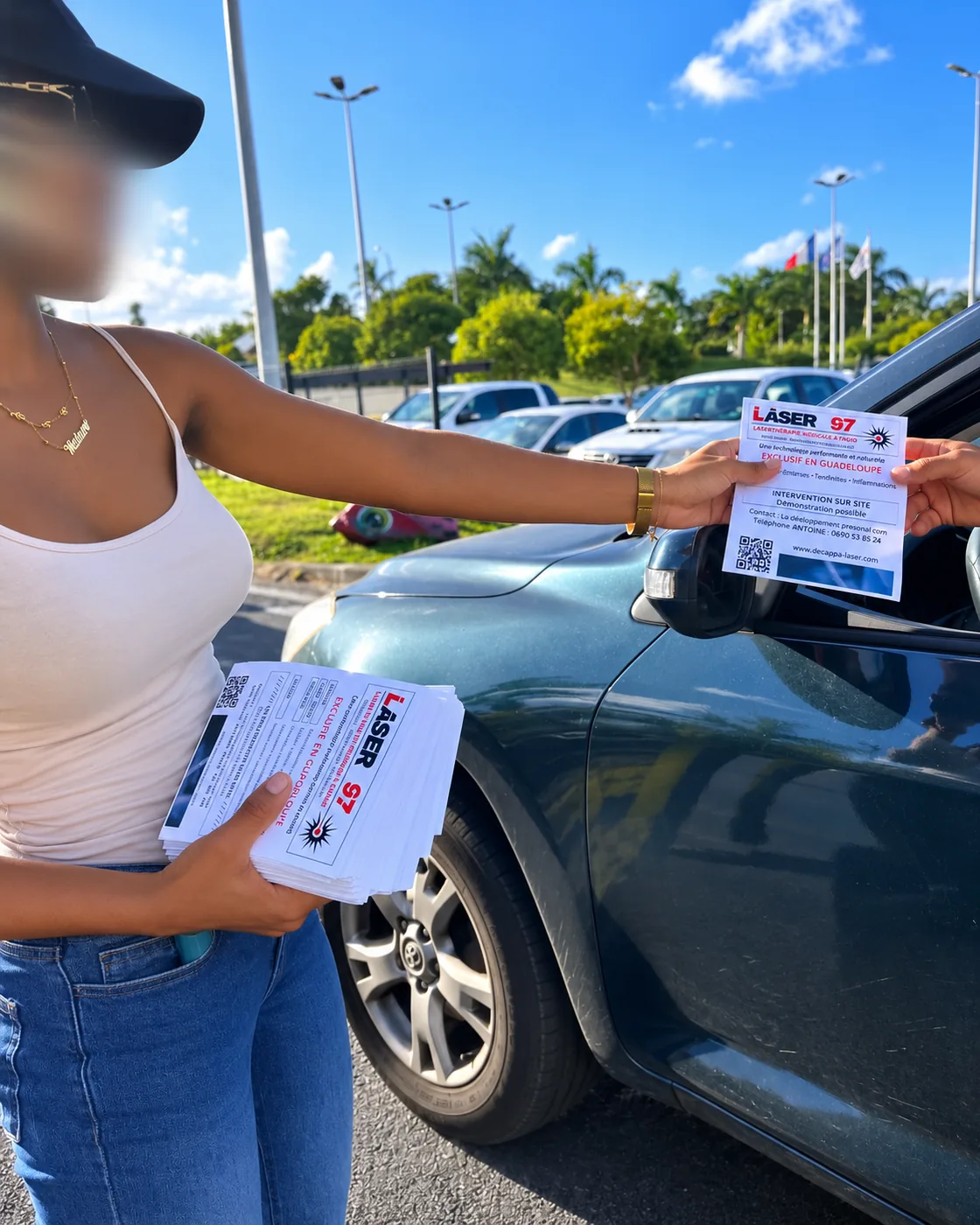 Distribution de flyers aux automobilistes en Guadeloupe
